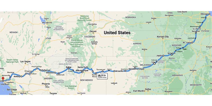 route 66 mappa chicago santa monica